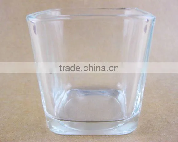 Candle holder, clear square glass candle holder