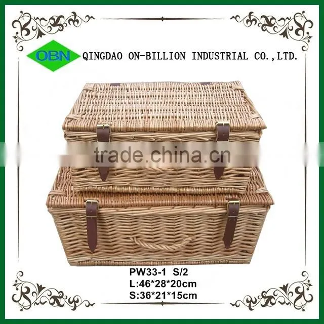 Handwoven storage lidded the wicker basket with handle