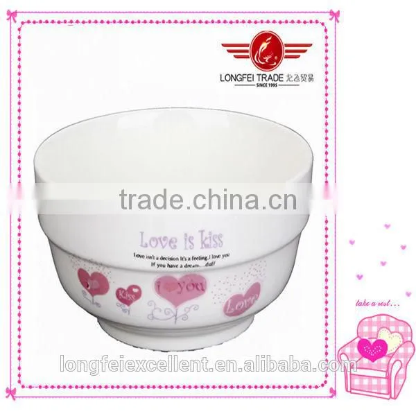 2014 popular colored decal ceramic bowl yiwu China wholesale eco-friendly