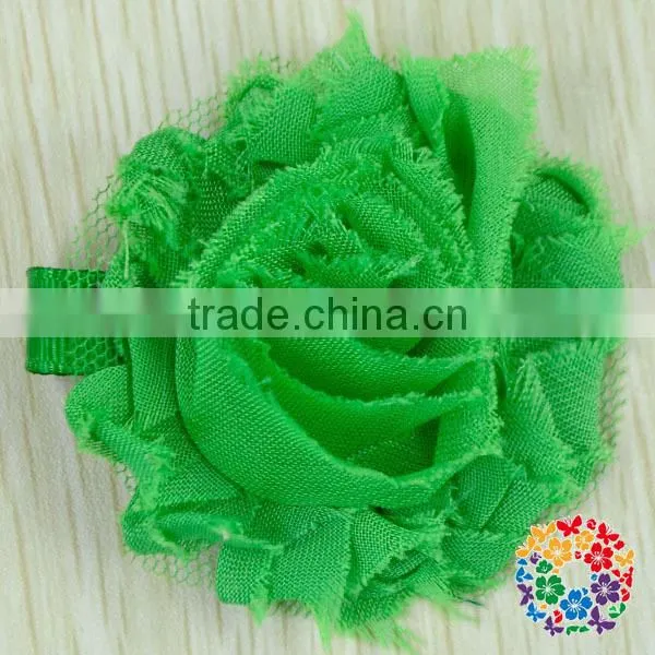 2015 Wholesale Beautiful Purple Artificial Chiffon Flower Shabby Flower Hair Clips For Kids & Girls