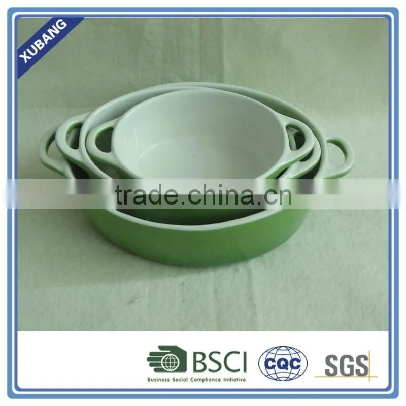 Set of 3 Oval Colorful Ceramic Bakeware Dishes