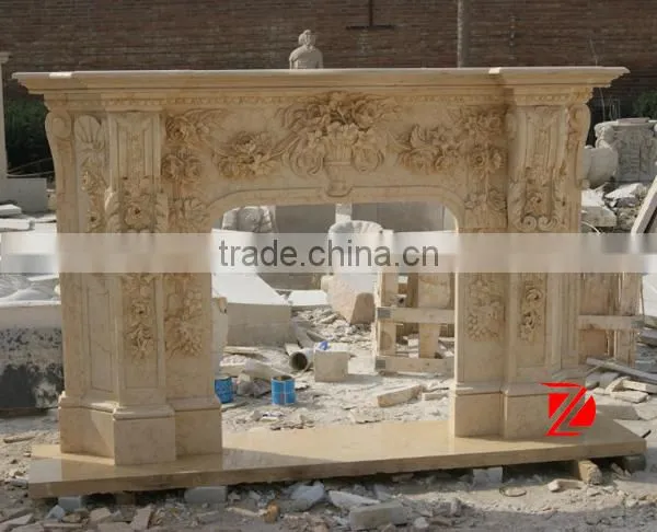high quality stone flower carving fireplace