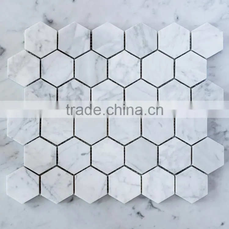 MM-CV261 Gold supplier customized flooring natural stone asian statuary hexagon marble mosaics tiles