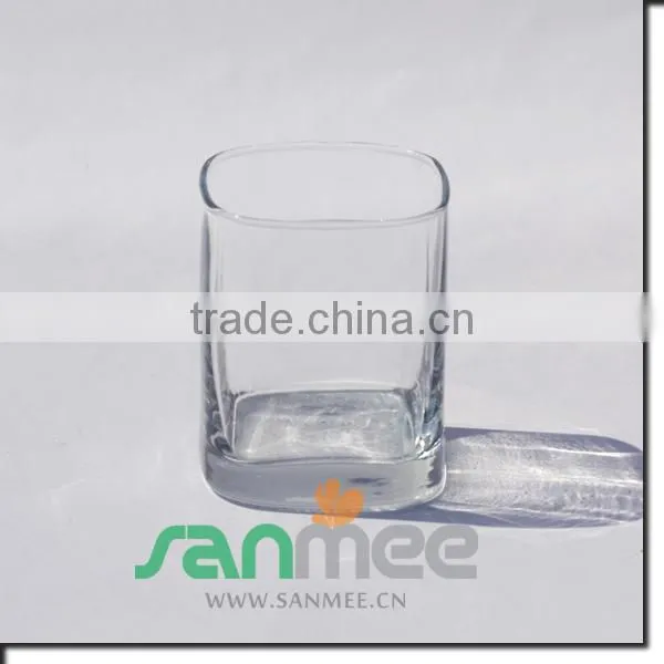 High Quality Pressed Square Glass Candle Holder