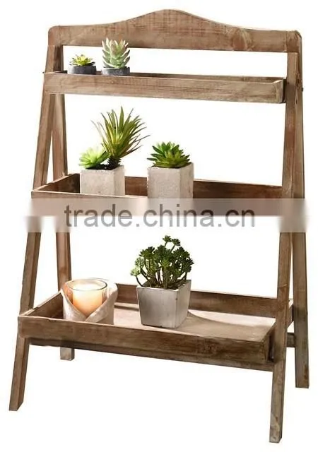 3 Shelves Foldable Wooden Plant Stand