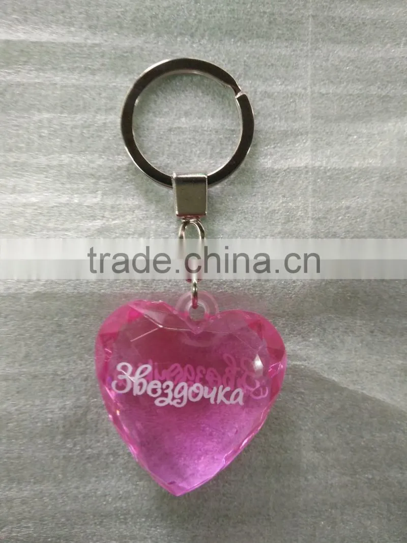 2017 New style acrylic hanging decoration heart shape diamond key ring