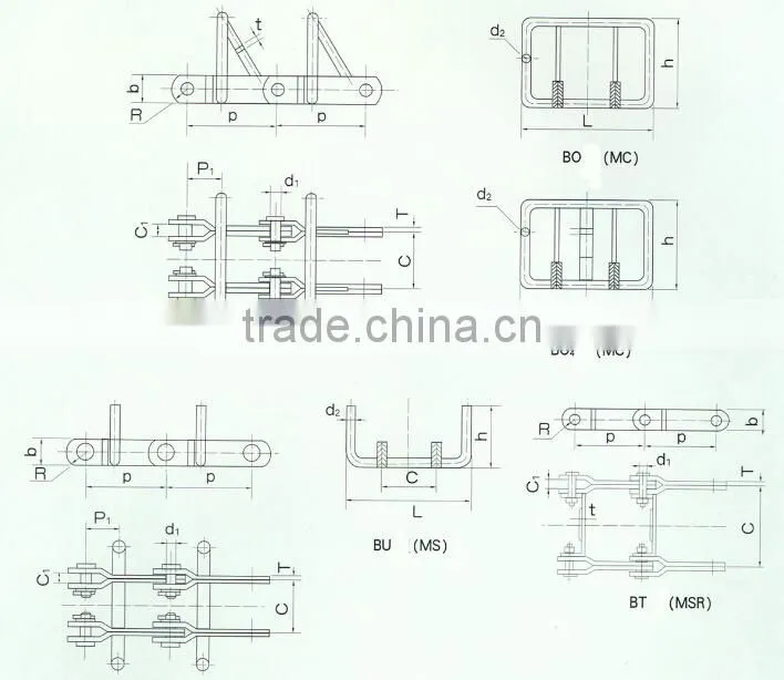 MS32 heat treatment embedded scraper transporter conveyor chain for Coal Mine