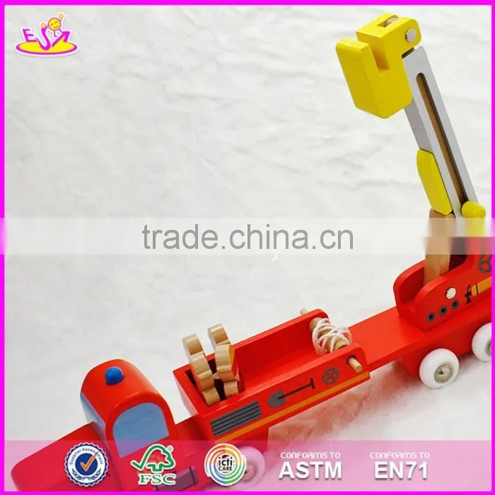 2017 New design wooden engineering car toys for 5 year old boys W04A288