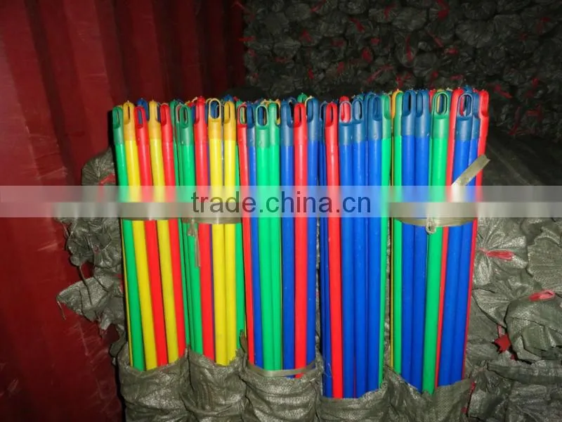 PVC Coated Wooden Cleaning Floor Mop Stick Handle with Various Caps