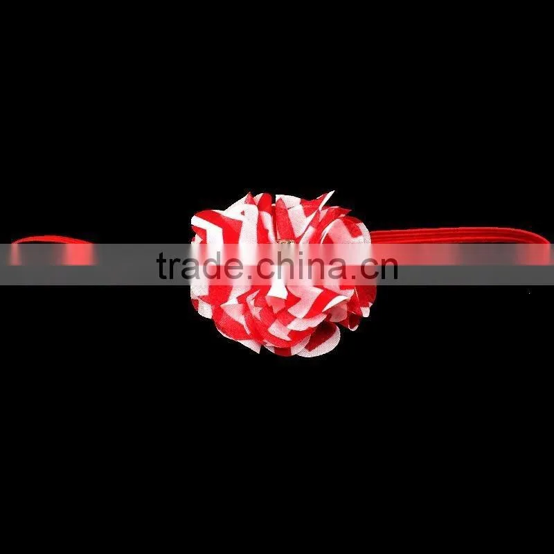 fabric chiffon flower headband with pearl beads center for kids hair accessories