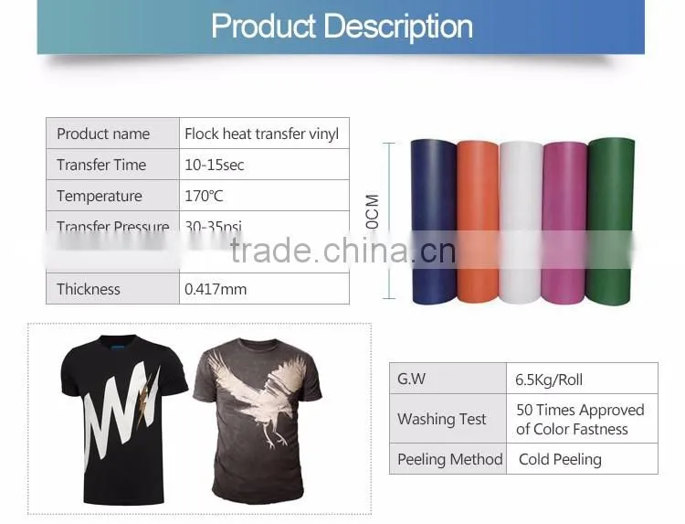 Flock material heat transfer vinyl for tshirt term number