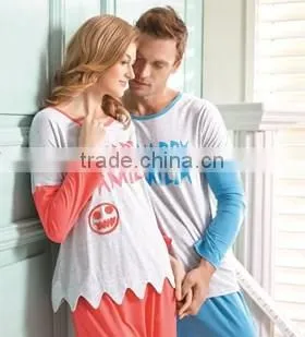 matching family pajamas/popular fashion cotton men and women night suit