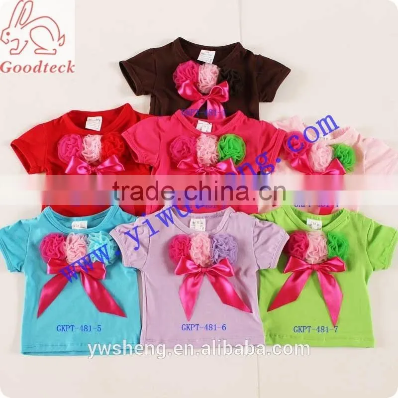New designs turquoise children girl t shirt,blue short sleeve baby tank tops for summer