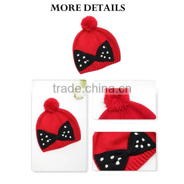 2014 Winter girl decorative red knit headwear