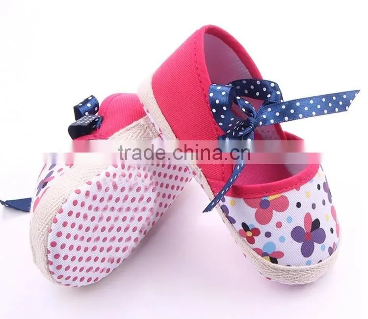 Newborn antiskid safety baby girls bowknot prewalker shoes