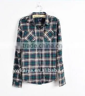 new design shirts 2014 blouses plaid shirt for women western plaid shirts