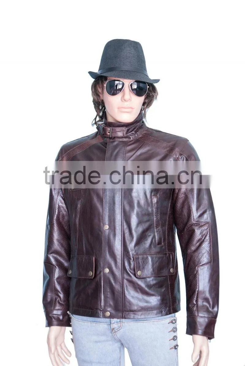 HIGH QUALITY SLIMFIT MEN BROWN RETRO LEATHER JACKET