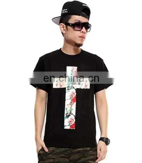men's pure color side zipper long stitching T-shirt T-shirt