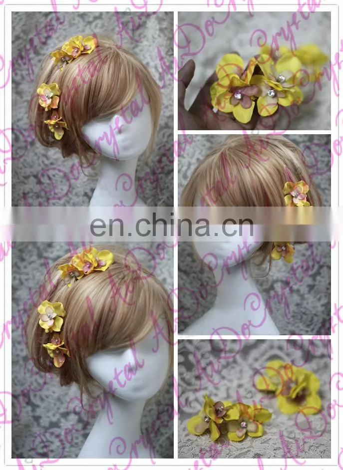 Aidocrystal yellow flower hair claw clip bride hair accessories in bangkok