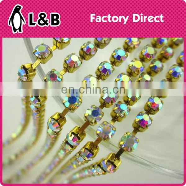 wholesale soldering SS12 multi color rhinestone cup chain