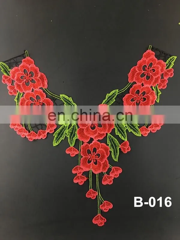 B-018 colorful collar tshirt design simple lace saree blouse back neck designs embroidery neck lace