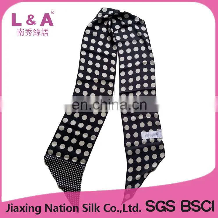 2017 Newest women customer printing long twill silk cooling scarf