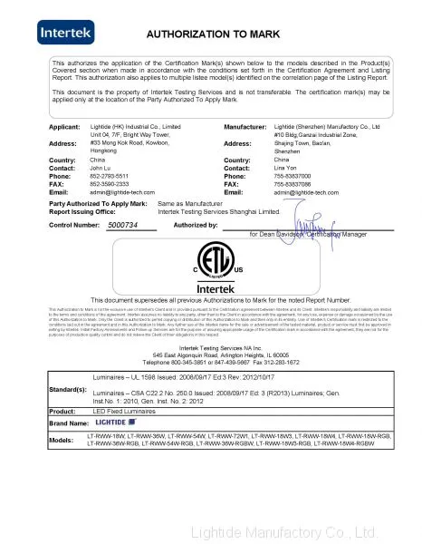 ETL Certificate