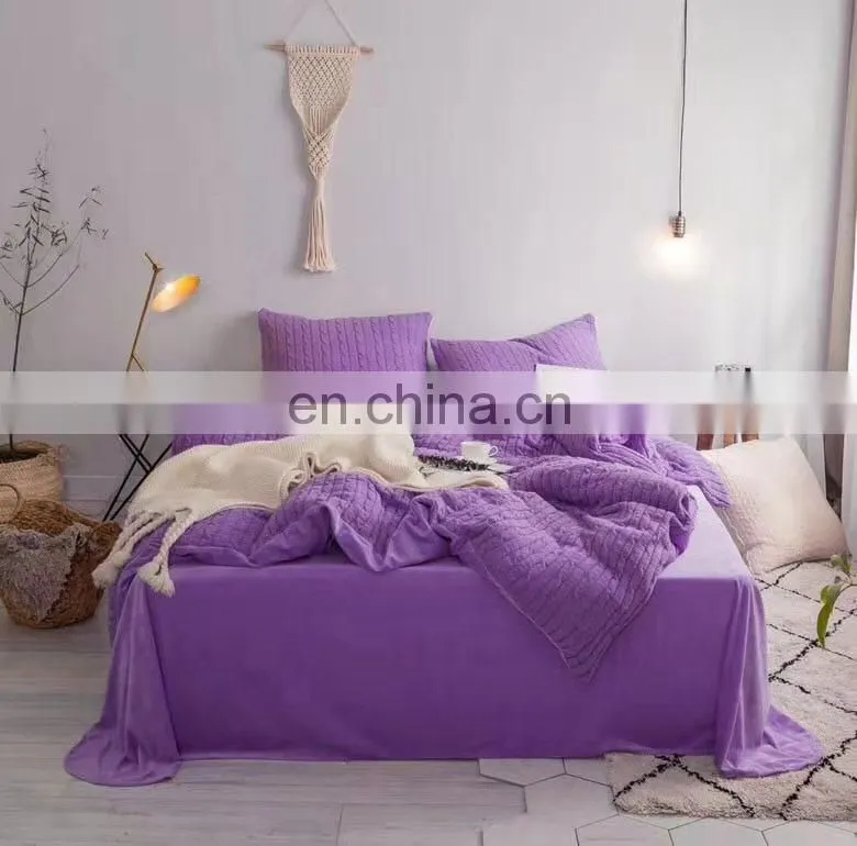 Decorative Warm Knitted Chenille Comforter Set Bedding