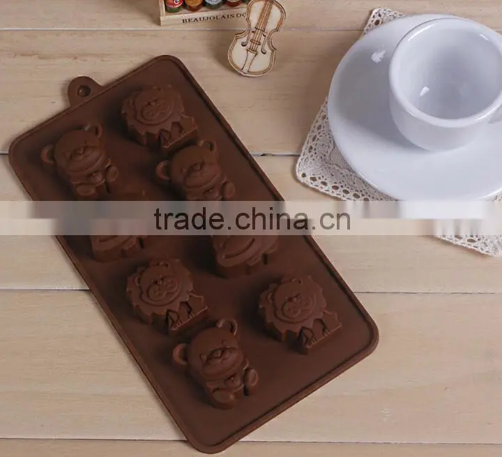 DIY chocolate handmade soap cold soap ice lattice mold, 8 bear lion cub animal