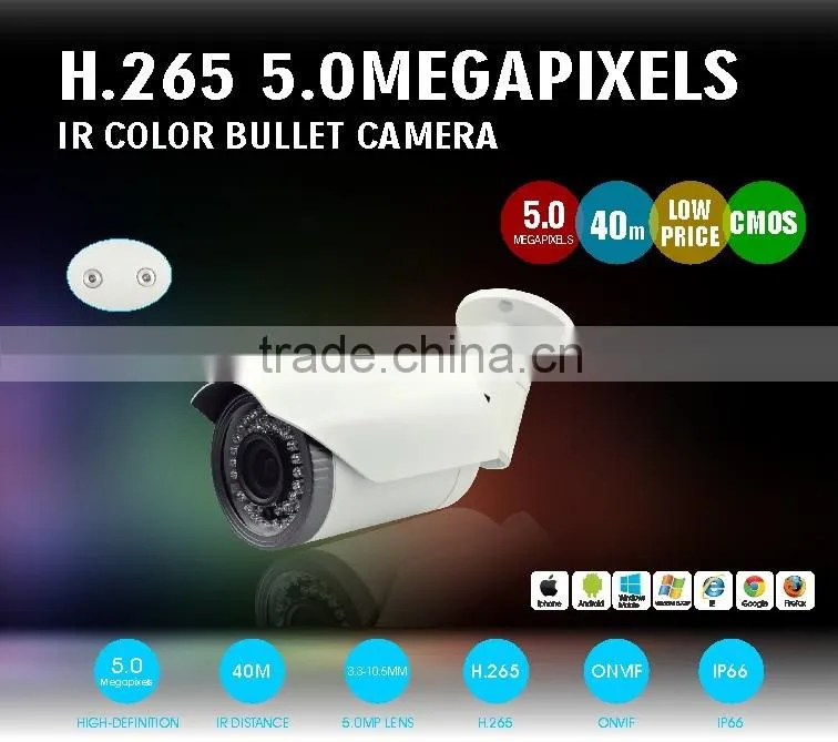 H.265 5Mpixels 3.3-10.5mm lens IP Color IR Surveillance cctv Camera Hi3516D OV5658 CMOS with Privacy Mask Motion Detection