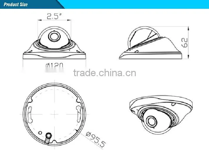 1/2.8" 2.0 megapixels Dome Camera IP Sony IMX322 CMOS H.264 2.0MP HD IP Color IR Mini Dome CCTV Camera