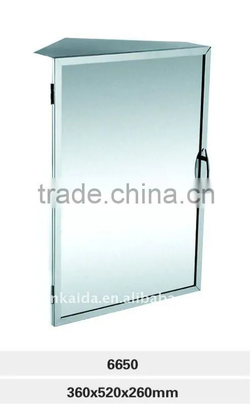 Stainless steel bathroom mirror cabinet 6650 corner cabinet, single door