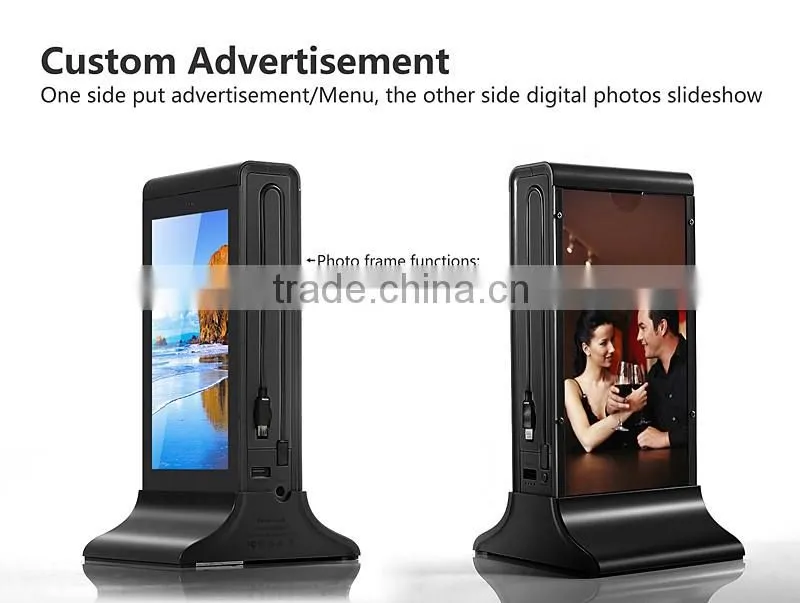 advertising display AD power bank use in coffee shop and restaurant