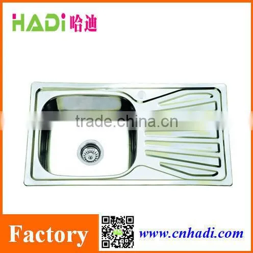 Kitchen apron single bowl stainless steel sink with tray HD8143