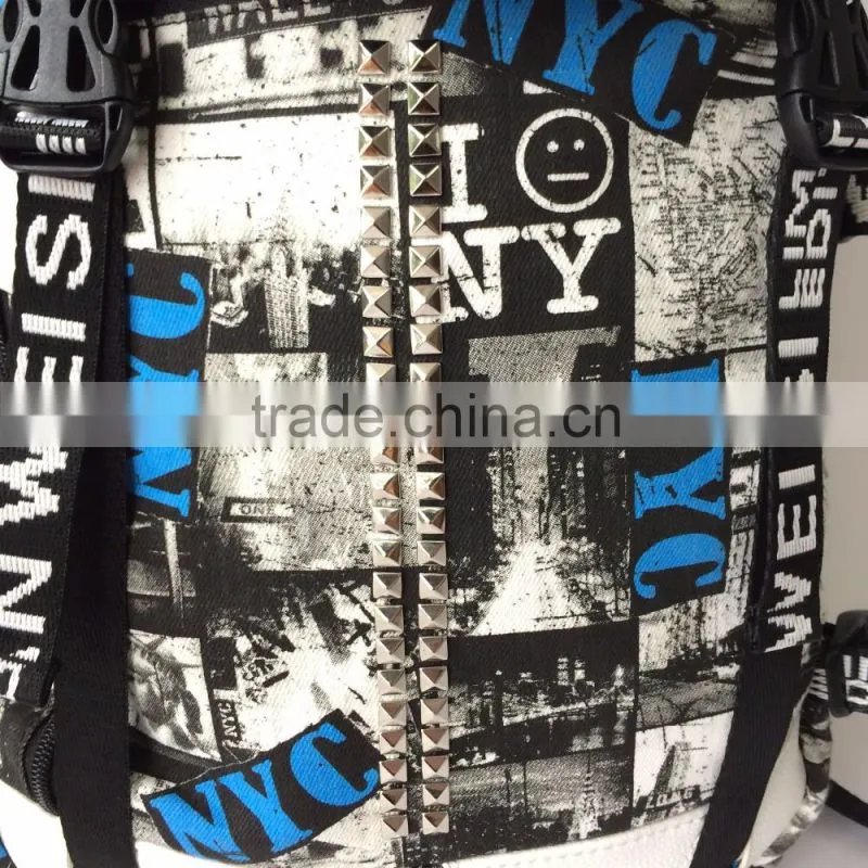 2016 fancy looking korean style pre printed canvas backpack