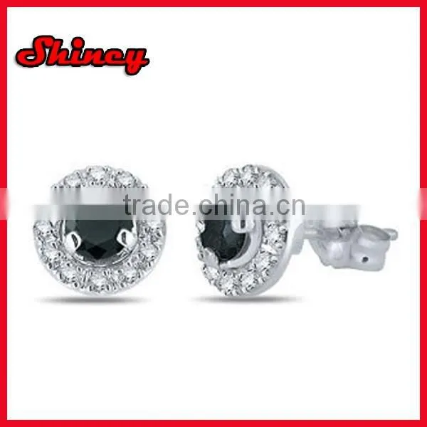 18k gold centre big zirconia micro pave gold accent diamond gold earrings