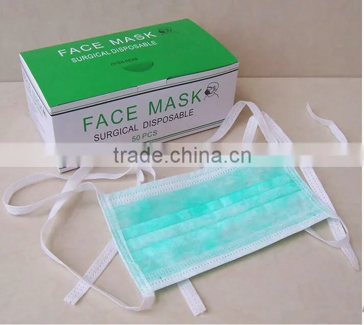 Disposable Non woven surgical face mask with Round/Flat Tie On