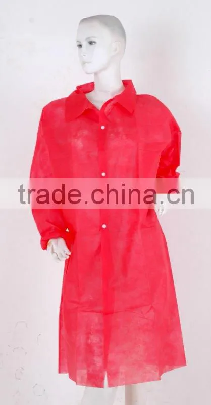 Disposable PP Lab coat S M L XL 2XL 3XL 4XL 5XL non woven single use with 4 snaps red yellow blue white