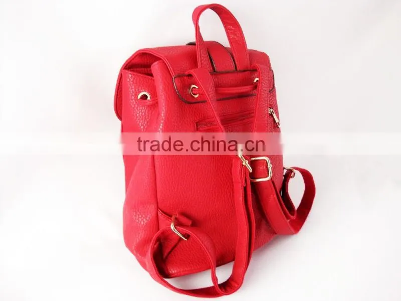 2015 Fashion Hot Selling PU Leather Backpack Popular Red Leather Backpack