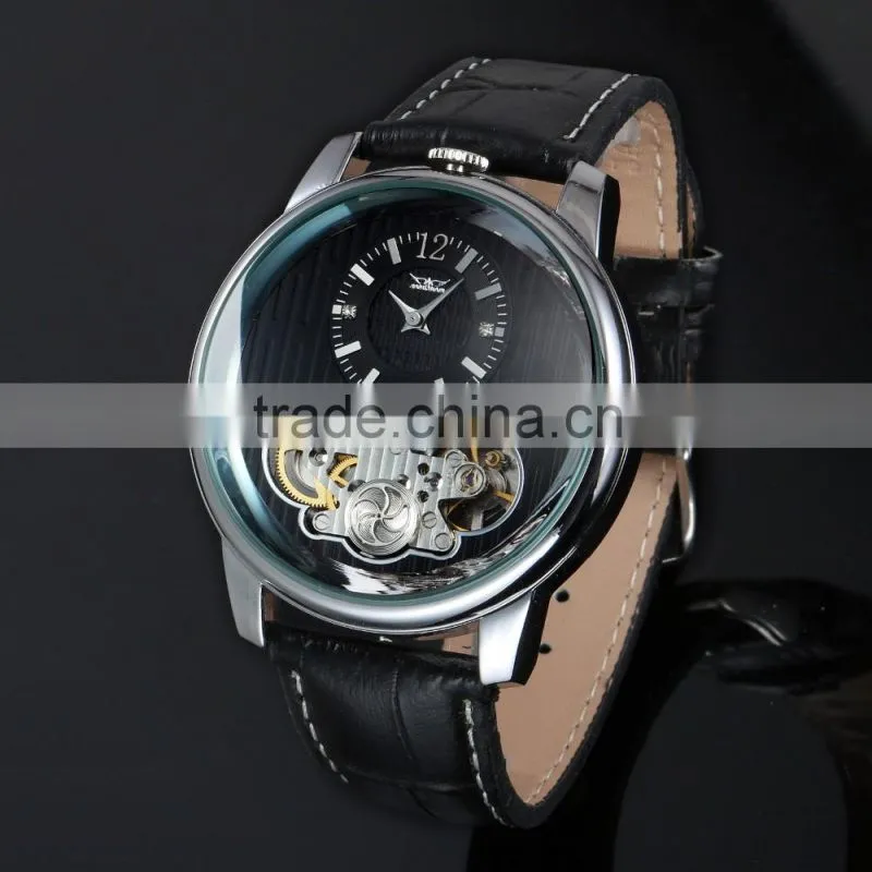 Men Watch Leather Fashion Brand Watches Feather Skeleton Dress Watches ZB005