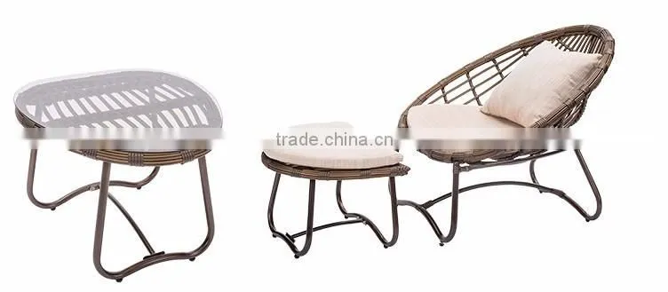 2PCS Chaise Portable Deck Outdoor Beach Rattan Lazy People Sun Lounger