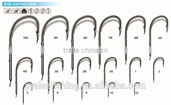 Brown Paint High carbon steel hooks PR-8292 BAITHOLDER fishing hook