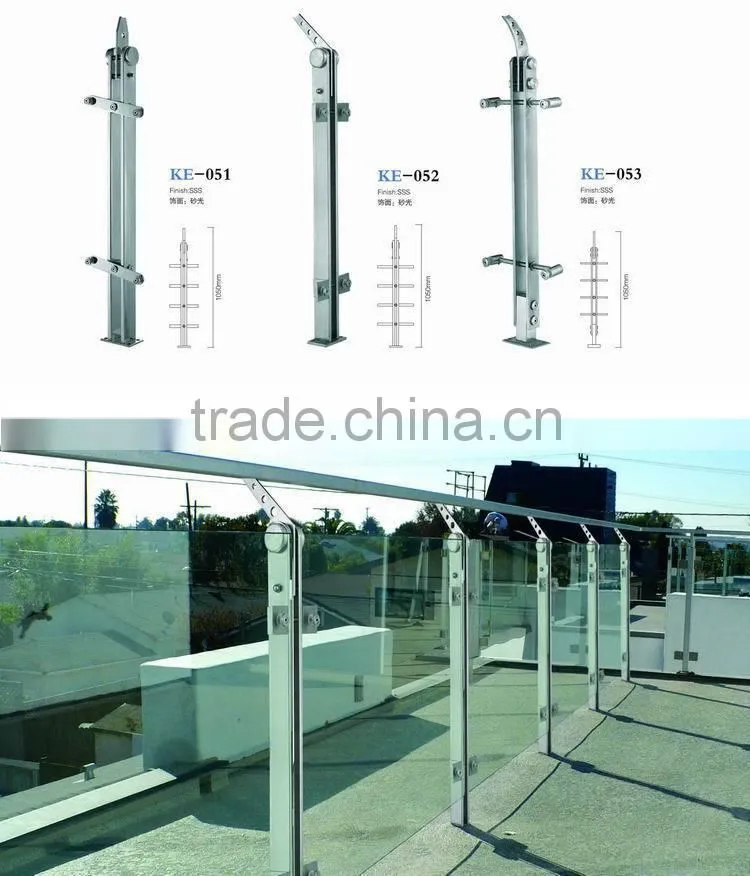 stainless steel post glass post with adjustable top for handrail