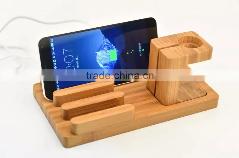 2016 Luxury bamboo material stand holder for apple watch iphone