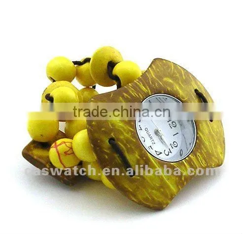 Fashion Colored Wooden bamboo Watch coconut bracelet watch