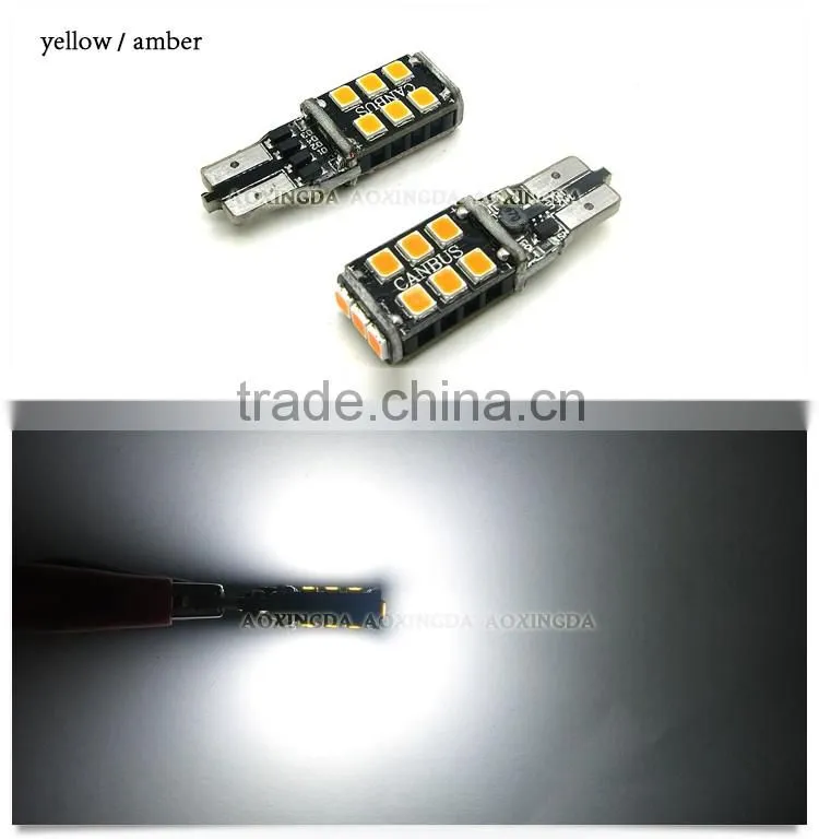 400LM 2835 15SMD CANBUS LED bulb T10 194 white red yellow