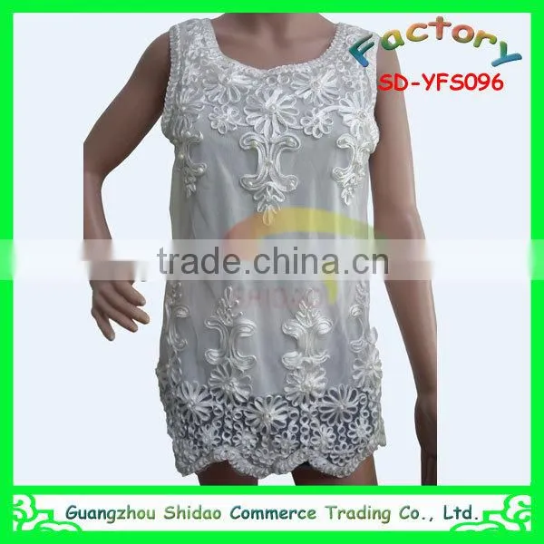 Export newest fashionable high quality swiss voile lace embroidery blouse rope embroidery lace blouse