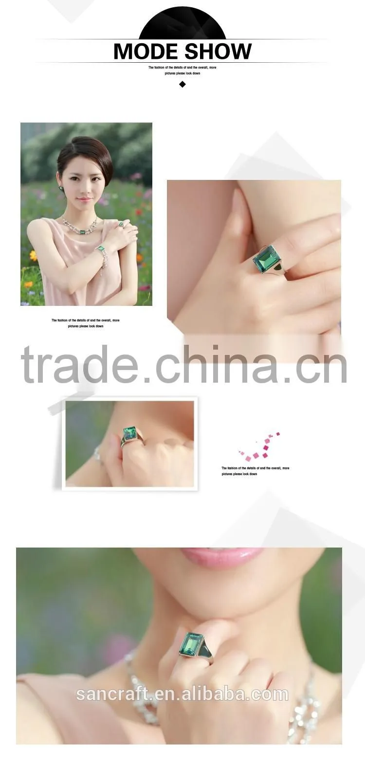 Austrian crystal two color retaining single stone finger one stone ring designs