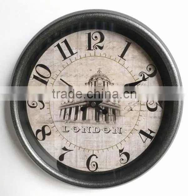 Dia 29 cm Contry Style Round Metal Wall Clock