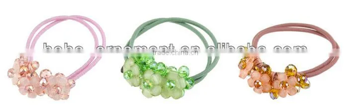 High-end hair headwear Soft double color bead curtain rose hair rope hair bands Elastic